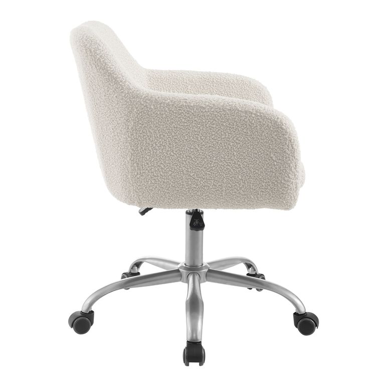 Ryan Ivory Faux Sherpa Upholstered Office Chair image number 5