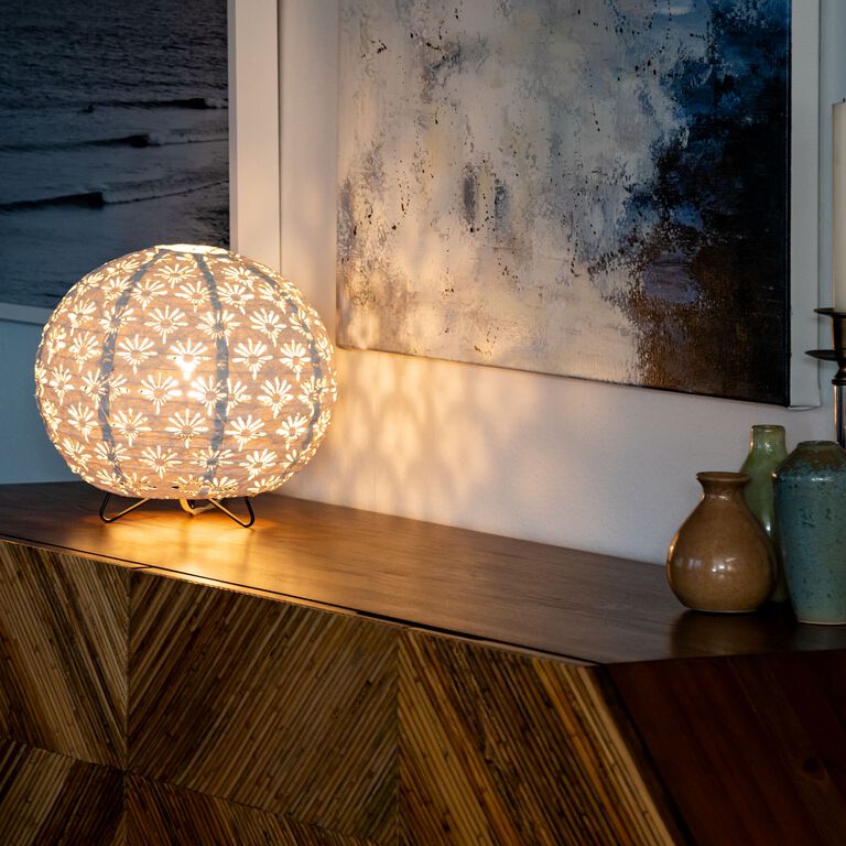 Neysa White Laser Cut Fabric Globe Accent Lamp image number 7
