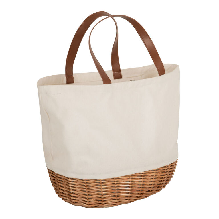 Picnic Time Promenade Beige Canvas and Willow Picnic Basket image number 1