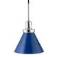 Matt Blue Metal Cone Shade Pendant Lamp image number 2