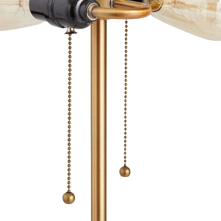 Brass and Faux Rattan Empire 2 Light Floor Lamp image number 3
