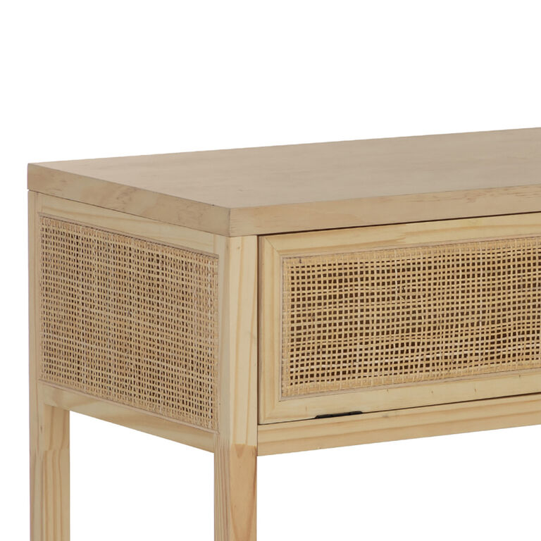 Leith Pine Wood and Rattan Cane Console Table with Shelf image number 5