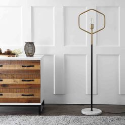 Mave Gold And Black Metal And Marble Floor Lamp
