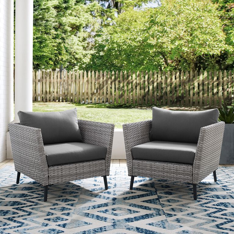 Malique Gray All Weather Wicker Outdoor Armchair Set of 2 image number 2