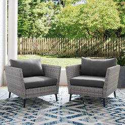 Malique Gray All Weather Wicker Outdoor Armchair Set of 2