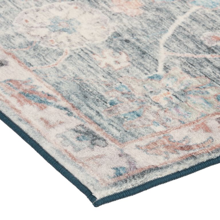Zoe Gray Floral Distressed Persian Style Area Rug image number 4