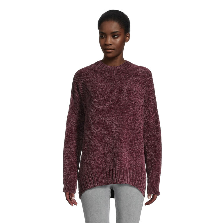Wine Red Ribbed Chenille Sweater image number 1