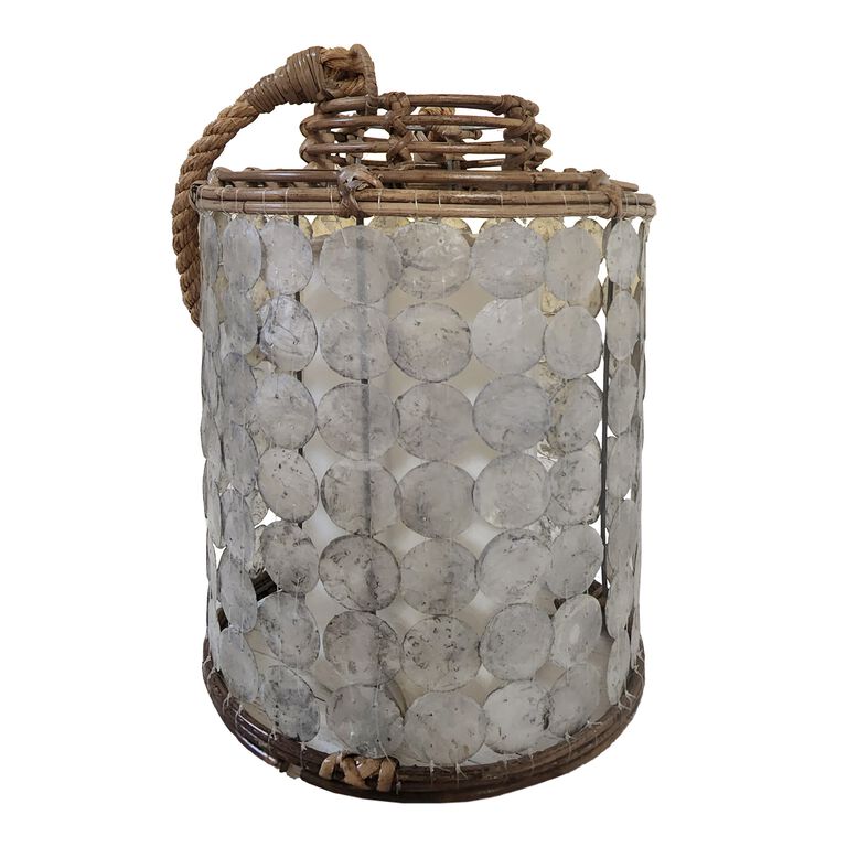 Napali Rattan and Capiz Shell Lantern Style Accent Lamp image number 4