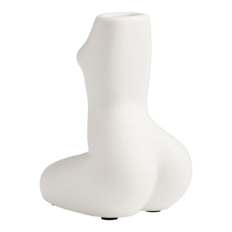 White Ceramic Femme Figural Vase image number 2