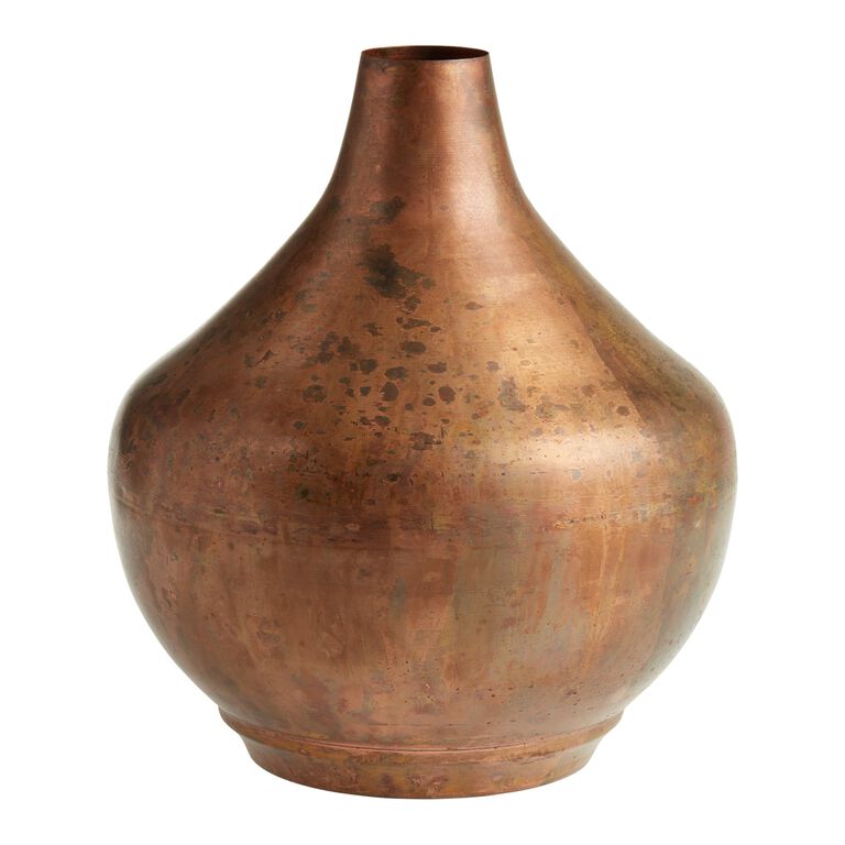 Copper Vintage Patina Metal Jug Vase image number 1