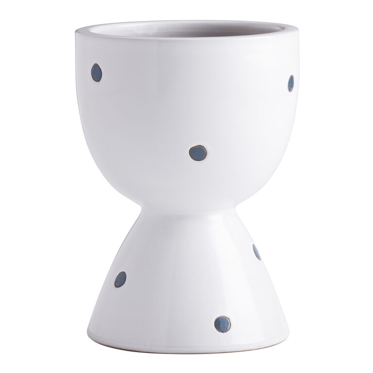 Heidi White Ceramic Polka Dot Footed Outdoor Planter image number 1