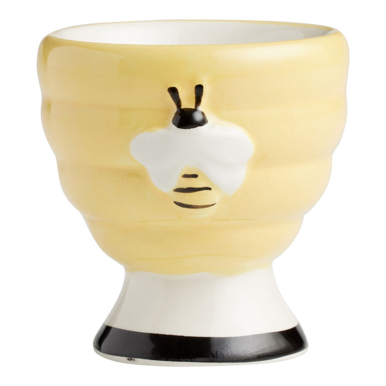 Yellow Ceramic Beehive Figural Egg Cup Set of 2 image number 1