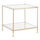 Aurora Gold Metal and Glass End Table with Shelf image number 0