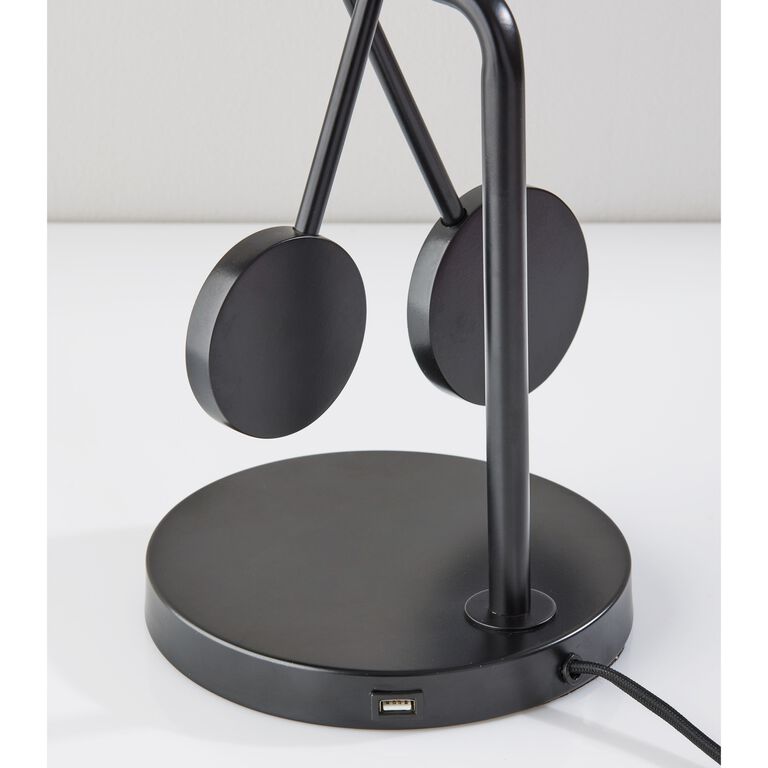 Bond Black Metal 2 Light Adjustable Desk Lamp With USB image number 5