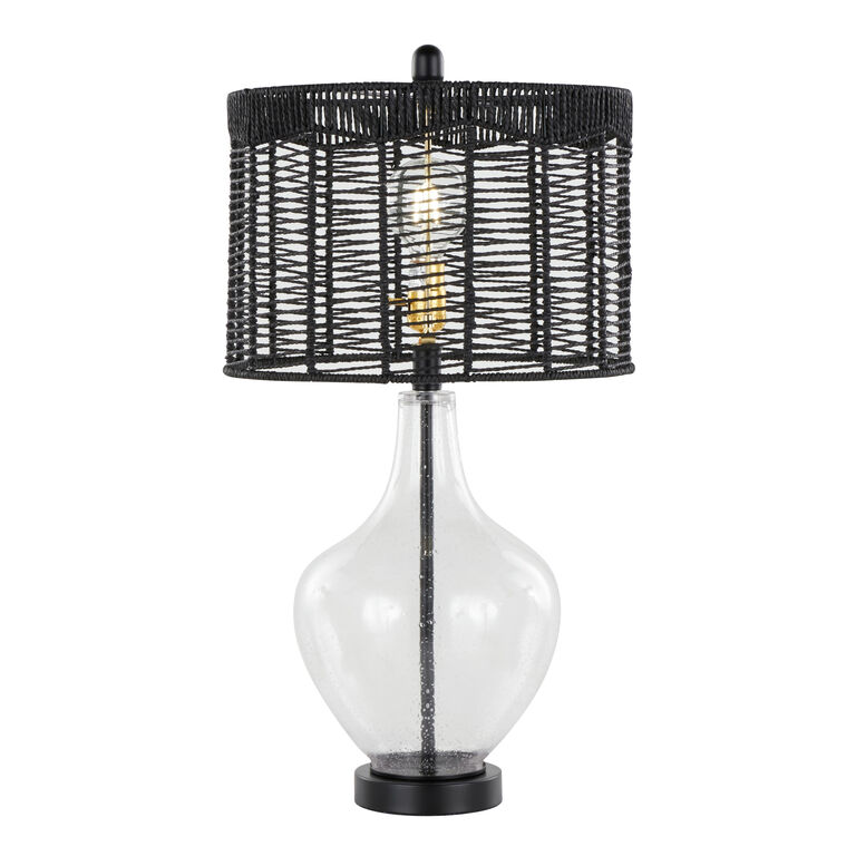 Vincent Clear Glass And Black Rattan Table Lamp 2 Piece Set image number 3