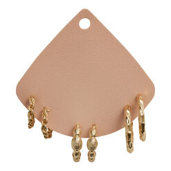 Gold Modern Texture Hoop Earrings 3 Pack