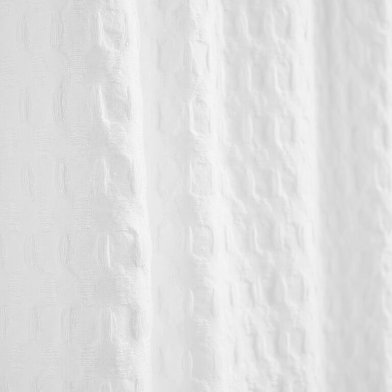White Waffle Wide Weave Shower Curtain image number 2