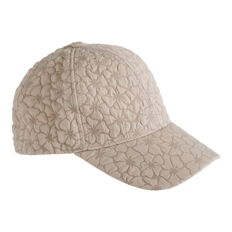 Taupe Floral Textured Baseball Cap image number 1
