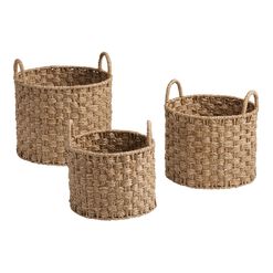 Elijah Natural Seagrass Checker Tote Basket