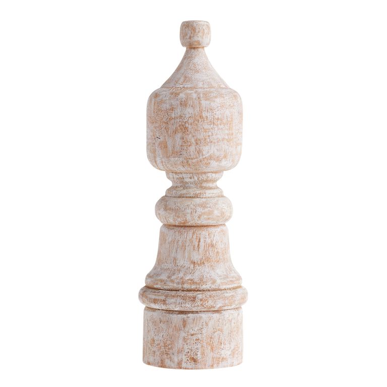 CRAFT Medium Whitewash Hand Carved Wood Pillar Decor image number 1