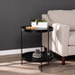 Dunsley Round Black Wood And Metal End Table With Shelf image number 1