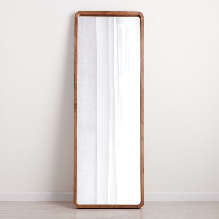 Natural Wood Leaning Full Length Mirror image number 1