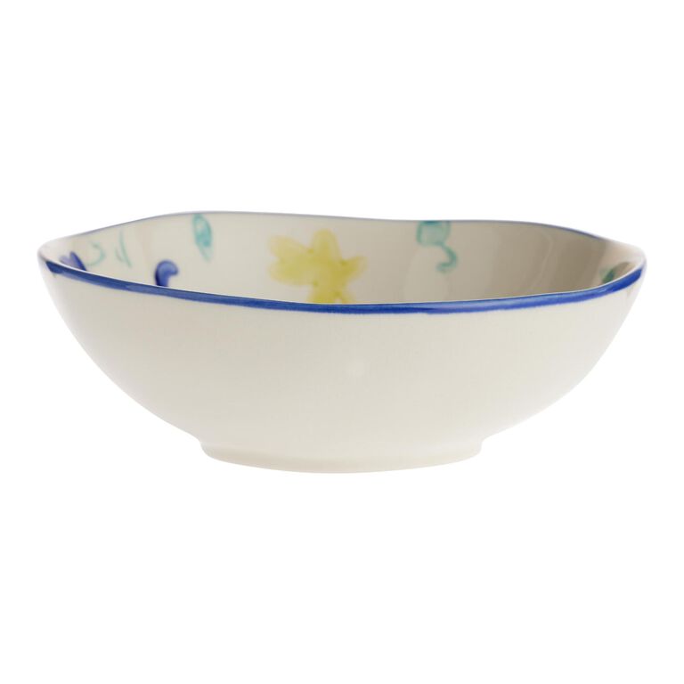 Blue And Aqua Floral Hand Painted Soup Bowl image number 3