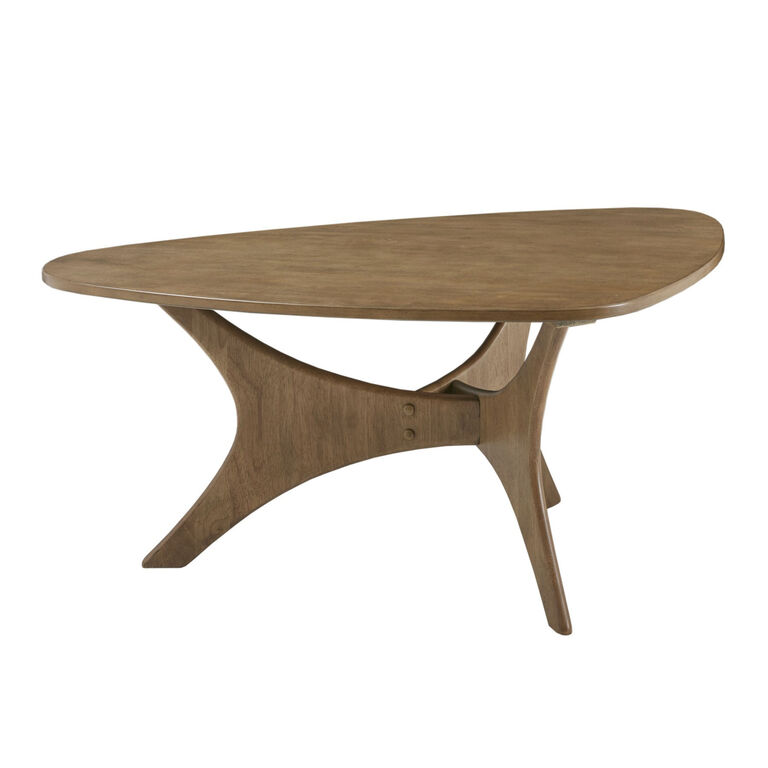 Don Triangular Light Brown Wood Coffee Table image number 1