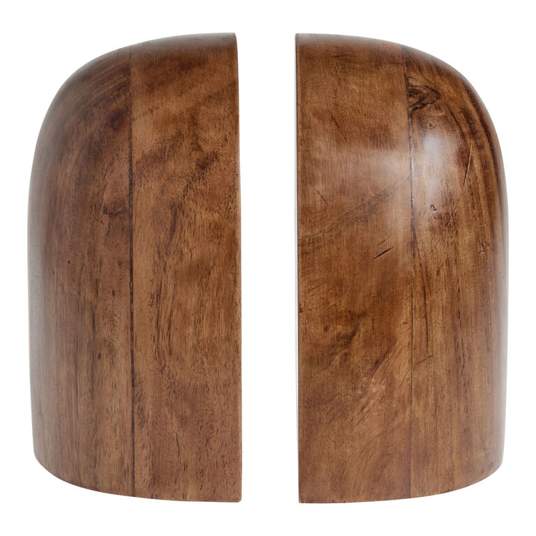 Rounded Acacia Wood Bookends image number 2