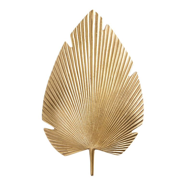 Brass Metal Palm Leaf Wall Sconce image number 1