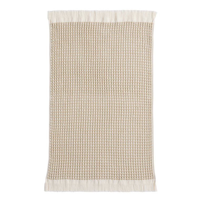 Sand and Ivory Waffle Weave Cotton Hand Towel image number 3