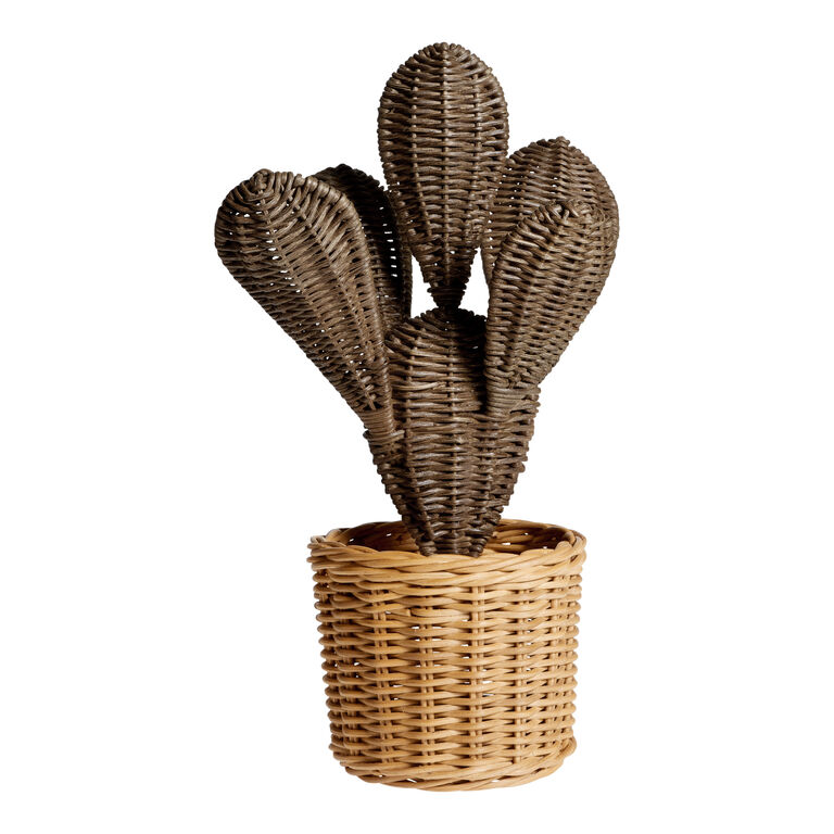 Natural and Black Woven Rattan Cactus Decor image number 1