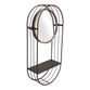 Oval Black And Gold Metal Tilting Wall Mirror With Shelf image number 3