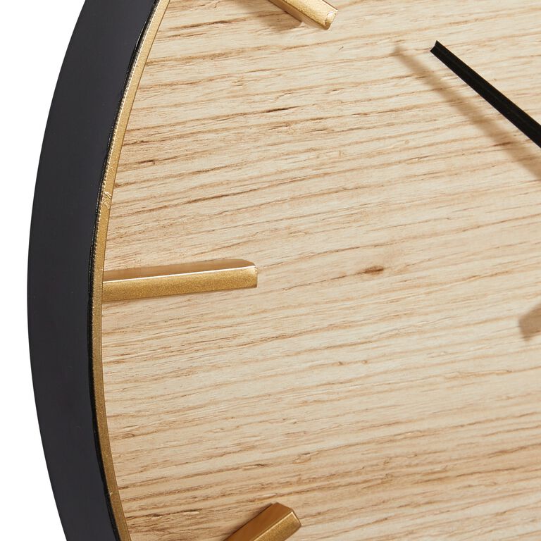 Wood Grain and Metal Wall Clock image number 2