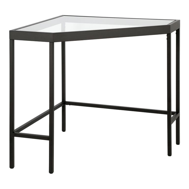 Hayda Metal and Glass Top Corner Desk image number 1