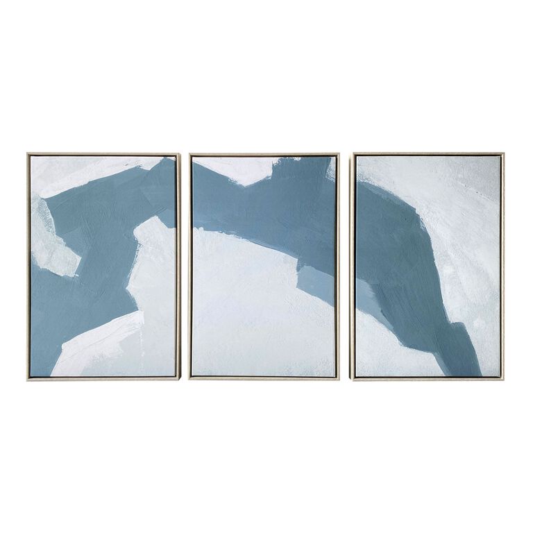 Blue Abstract Triptych Framed Canvas Wall Art 3 Piece image number 1
