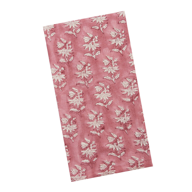 Fuchsia Floral Block Print Napkin image number 1