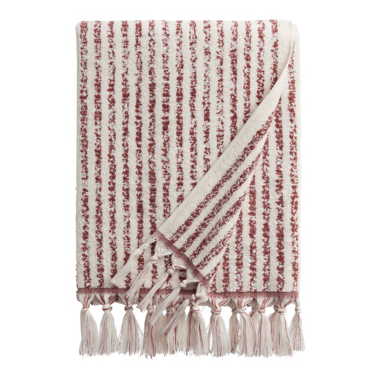 Ashlen Terracotta And White Stripe Terry Bath Towel image number 1
