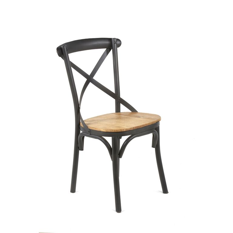 Logan Reclaimed Elm and Black Metal Dining Chair Set of 2 image number 1
