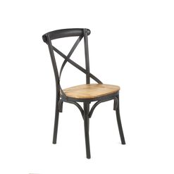 Logan Reclaimed Elm and Black Metal Dining Chair Set of 2