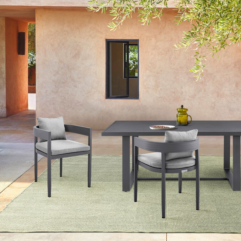 Chania Black Metal Outdoor Dining Chair 2 Piece Set image number 2