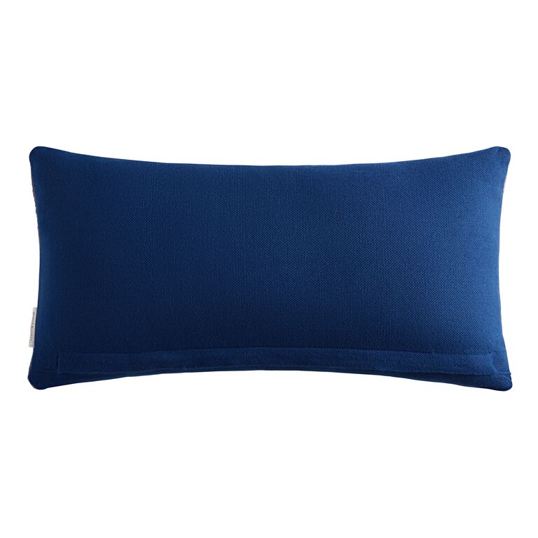 Blue Woven Stripe Indoor Outdoor Lumbar Pillow image number 3