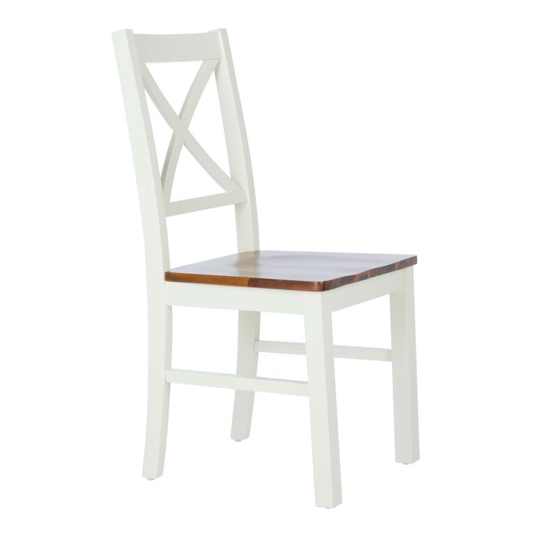 Cortland White and Natural Wood Dining Chair Set of 2 image number 1