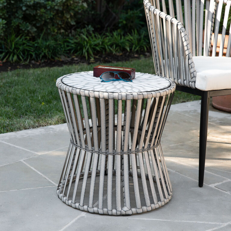 Salinas Ceramic and All Weather Wicker Outdoor End Table image number 2