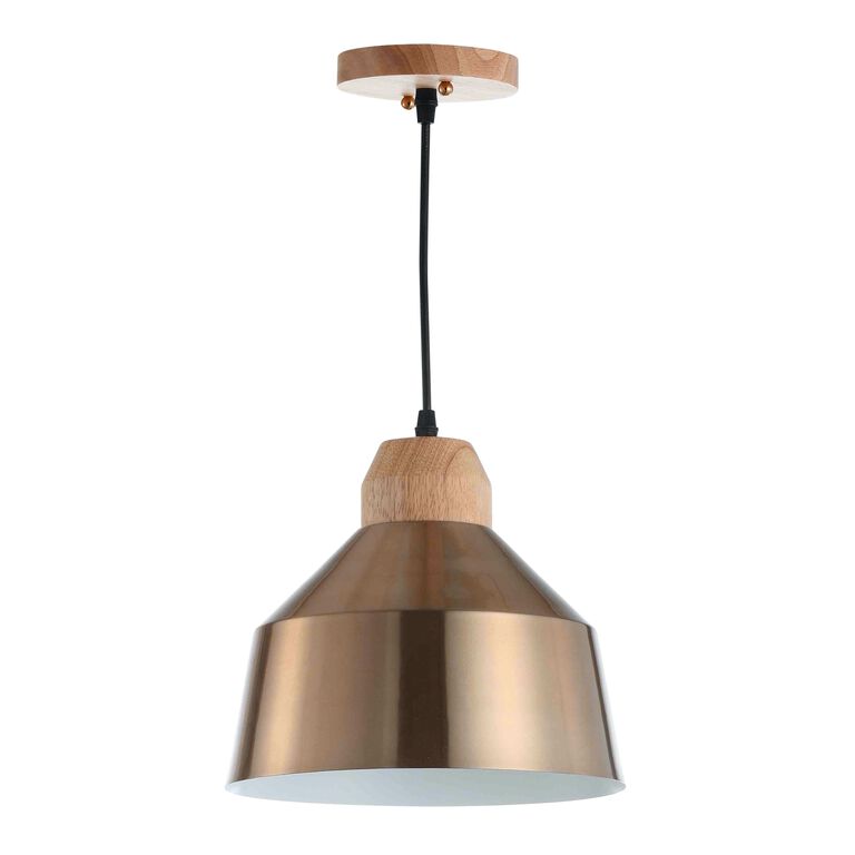 Dajana Brass And Wood Pendant Lamp image number 1