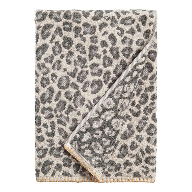 Gray and Ivory Leopard Print Towel Collection image number 2