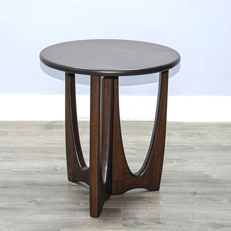 Watson Round Mahogany Wood Mid Century End Table image number 2