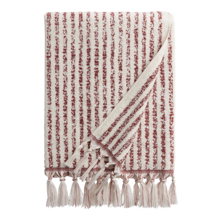 Ashlen Terracotta And White Striped Terry Towel Collection image number 2