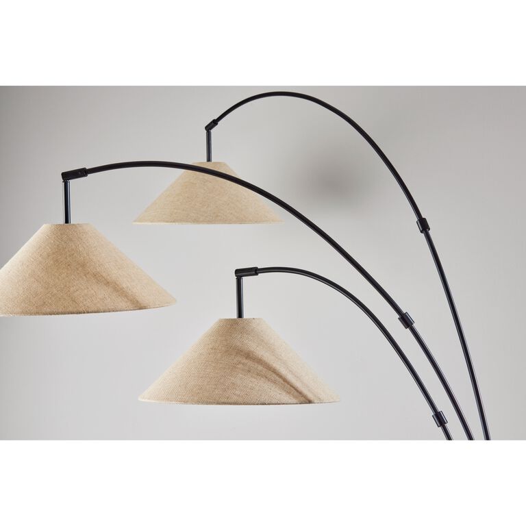 Braxton Metal 3 Light Cone Shade Adjustable Arc Floor Lamp image number 3