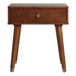 Noah Light Walnut Wood End Table with Drawer